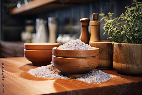 mortar and pestle close up. professional kitchen