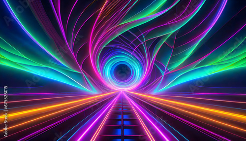 Abstract neon background featuring a dynamic neon vortex, where vivid colors and intricate patterns converge into a mesmerizing neon singularity. Futuristic, and creative concepts. ai generated