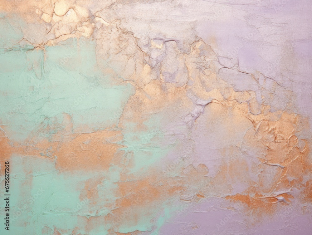 Obraz premium Textured background abstraction. Painted wall. Vibrant colors design. Copper, lavender and mint green colors.