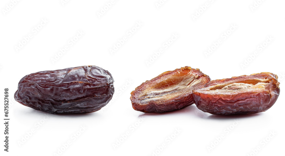 Dried dates fruits top view on white background Dried dates fruits top view on white background