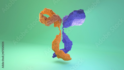Anticuerpo 3D ilustración de glucoproteína del tipo gamma globulina, cadenas pesadas y ligeras. photo