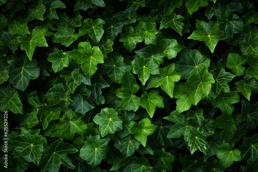 Top-down view of fresh ivy, external surface material texture Top-down view of fresh ivy, external surface material texture