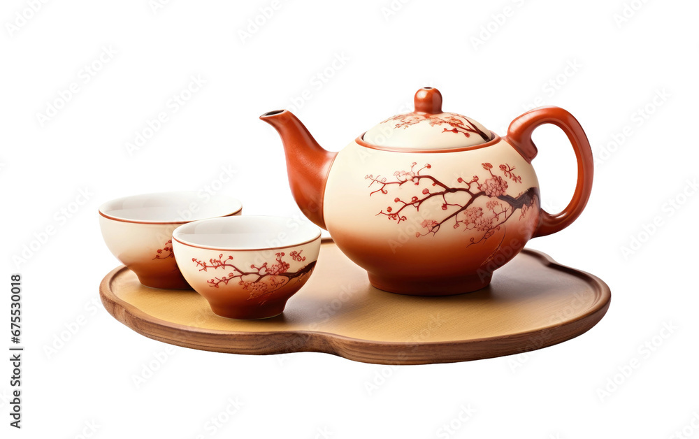 Authentic Chinese Tea Set on isolated background
