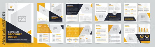 Company profile brochure template design, Minimalist corporate brochure layout,16 pages corporate brochure design template, photo