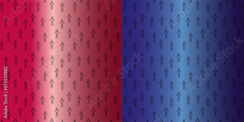 simple seamless pattern with graphic contour men on a gradient background