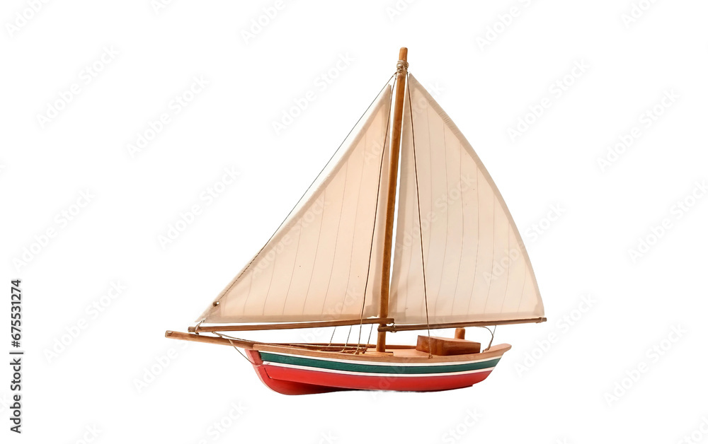 Classic Wooden Sailboat Toy on isolated background