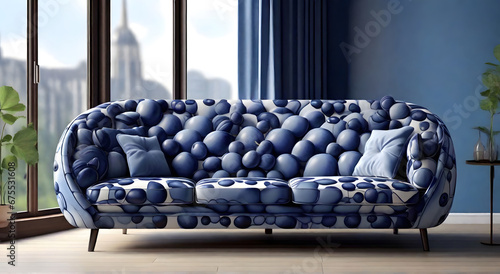 3D style of sofa with a blueberry design