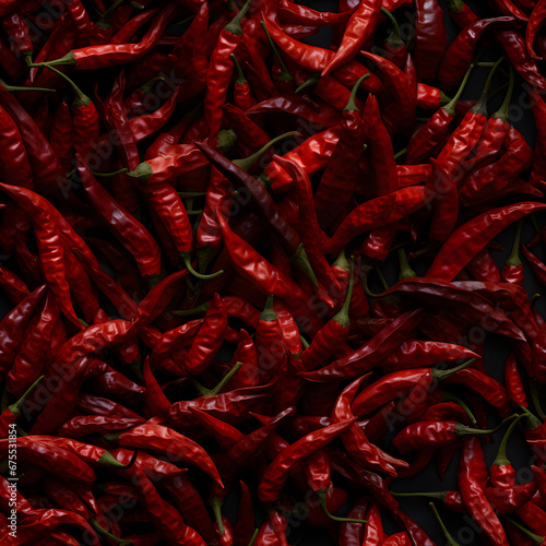 Red dry chilli pepper texture seamless pattern photography photo