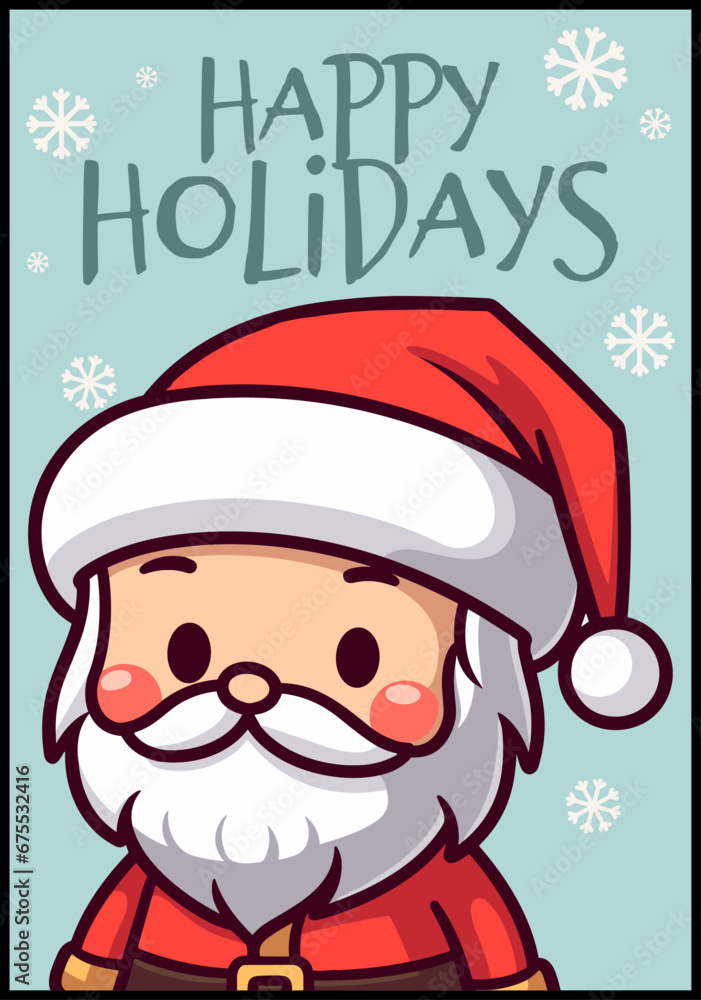 Cute Santa Claus: Vector Cartoon Character on Merry Christmas Greeting Cards and Posters Cute Santa Claus: Vector Cartoon Character on Merry Christmas Greeting Cards and Posters