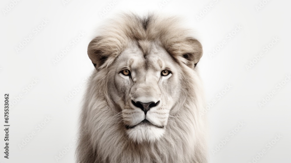 albino lion on a white background isolated.