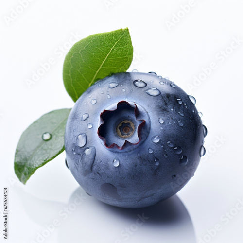 solo blueberry macro on white background