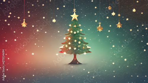 Christmas Tree Photorealistic Illustration. 3d Illustration. Christmas Greeting. Copy Space. © Saud Visuals
