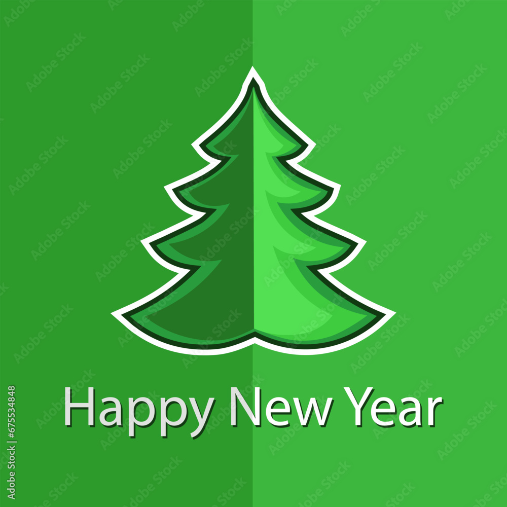 Vector greeting card with Christmas tree applique. Paper cutting Christmas tree. DIY Vector greeting card with Christmas tree applique. Paper cutting Christmas tree. DIY