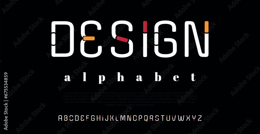 Design Modern abstract digital alphabet font. Minimal technology typography, Creative urban sport fashion futuristic font and with numbers. vector illustration See Less