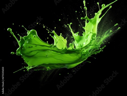 green paint splash on black background