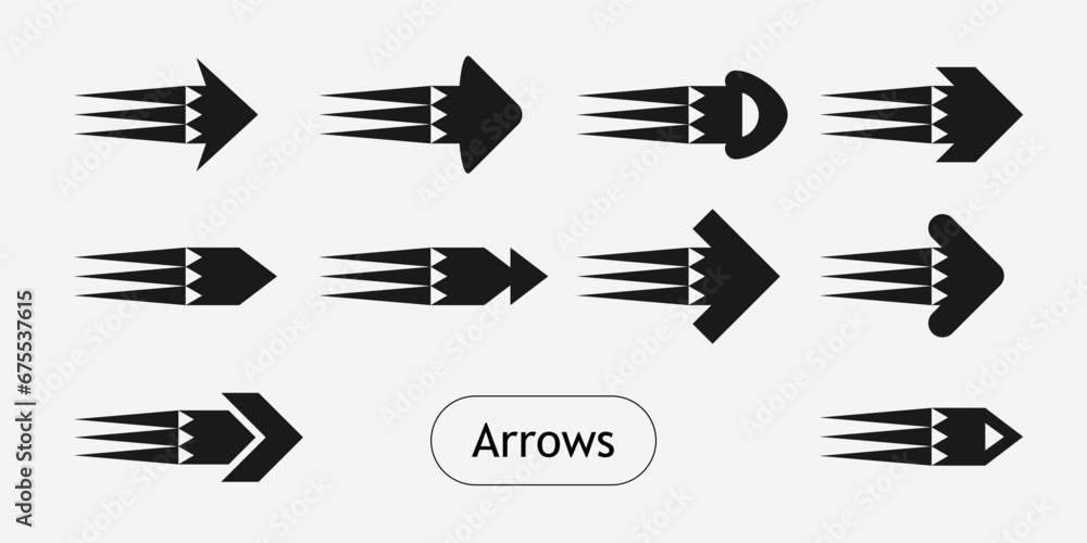 Set of flat icons, signs, arrow symbols for interface design, web design, applications, presentations and much more