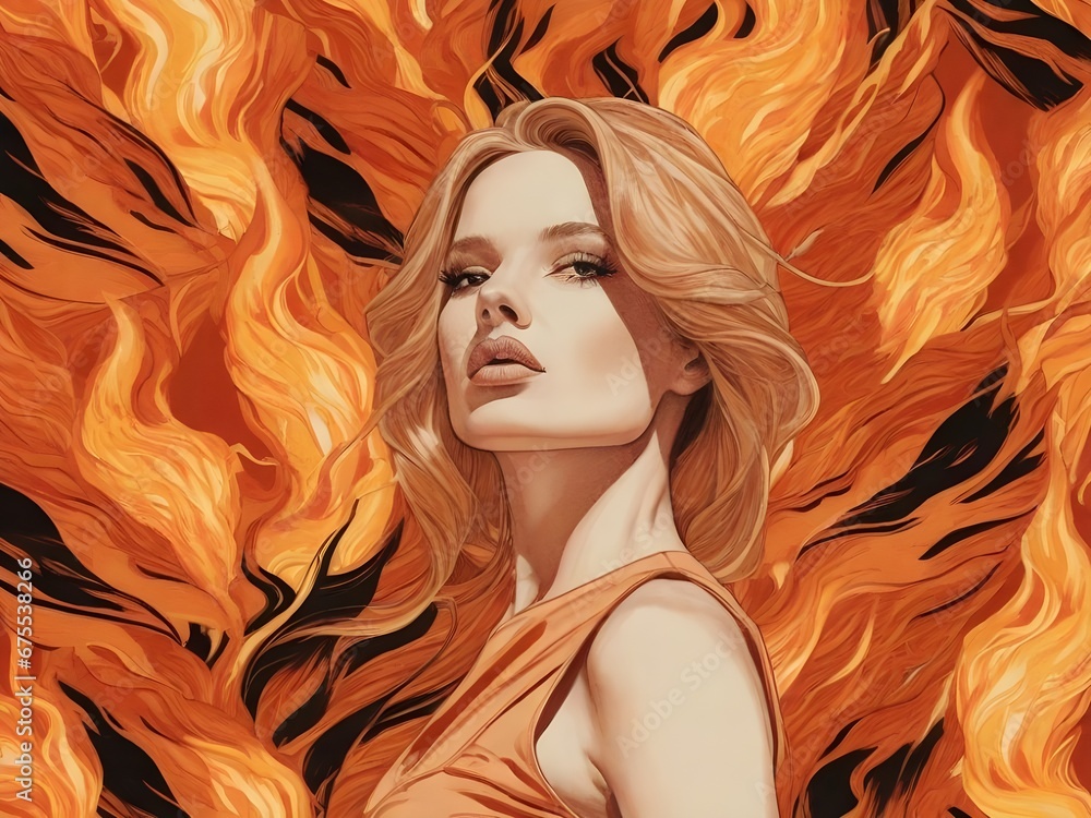 portrait of a fashionable woman engulfed in flames portrait of a fashionable woman engulfed in flames