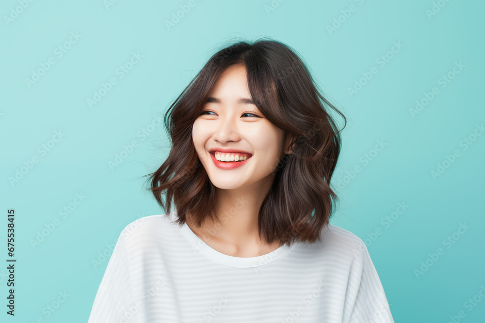 Beautiful and expressive asian girl in isolated plain background Beautiful and expressive asian girl in isolated plain background