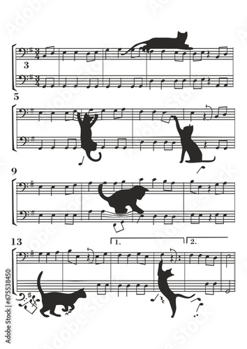Katzen Musiknoten