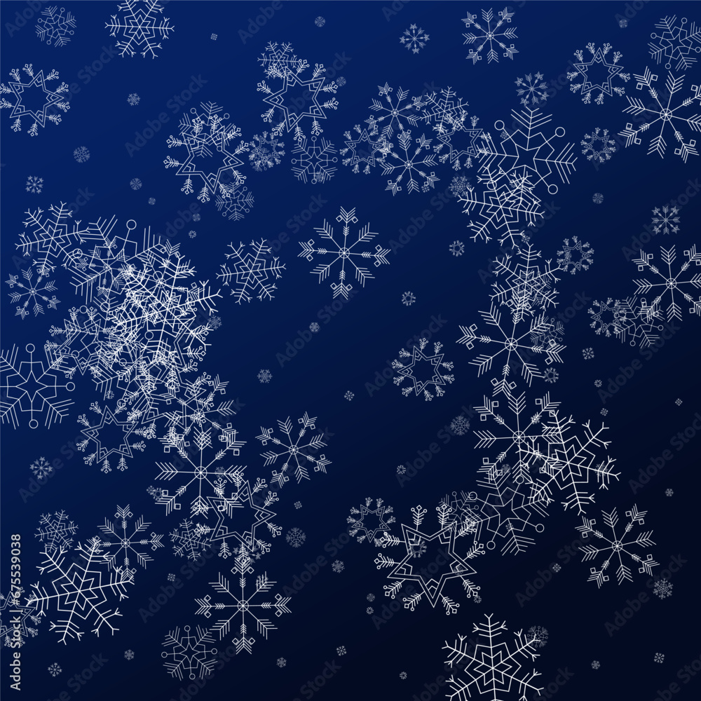 Silver Snow Vector Blue Background. Fantasy