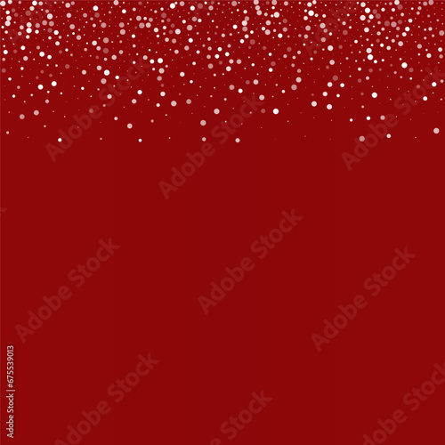 White Snowfall Vector Burgundy Background. Light