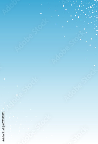 Silver Snow Vector Blue Background. Sky Gray