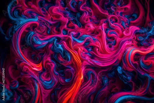 Vibrant swirling neon paint in a mesmerizing liquid dance 