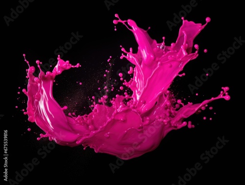 magenta paint splash on black background