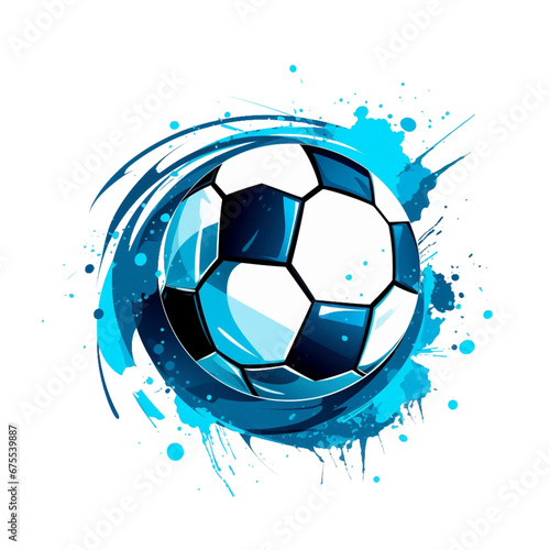 piłka nożna na kolorowym rozpryśniętym tle