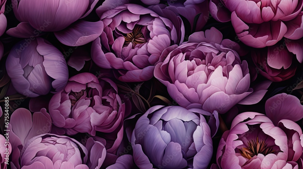 Fototapeta premium a close up of a bunch of flowers with purple flowers in the middle of the picture and purple flowers in the middle of the picture. generative ai