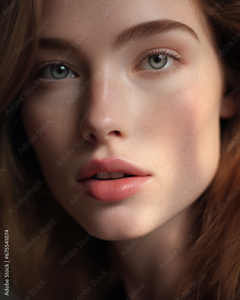 Close up portrait of an attractive young natural
brown-haired woman with natural makeup look. Focus on lips and eyebrows. Cosmetics, skincare, beauty products concept Close up portrait of an attractive young natural
brown-haired woman with natural makeup look. Focus on lips and eyebrows. Cosmetics, skincare, beauty products concept
