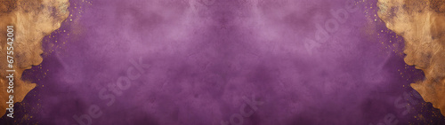 Closeup of purple wall concrete with golden parts on edge  with space for text or design