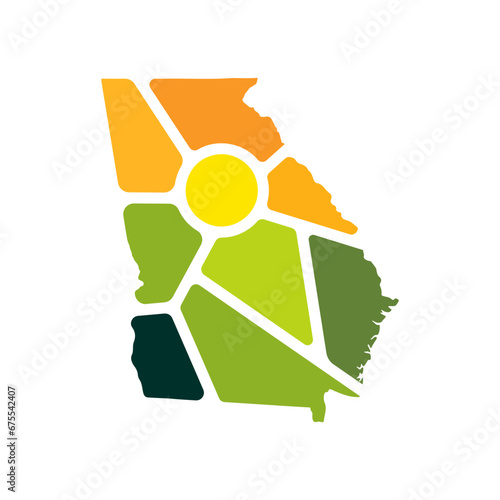 Creative nature logo for Georgia, USA. Badge for parks and recreation. Sun vintage logo vector concept, icon, element, and template for company