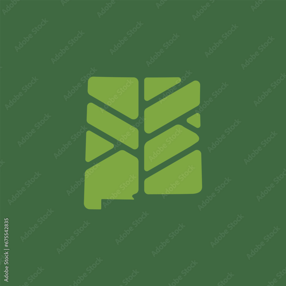 New Mexico map plant leaf logo. Creative eco and nature organic logo design template. New Mexico map plant leaf logo. Creative eco and nature organic logo design template.