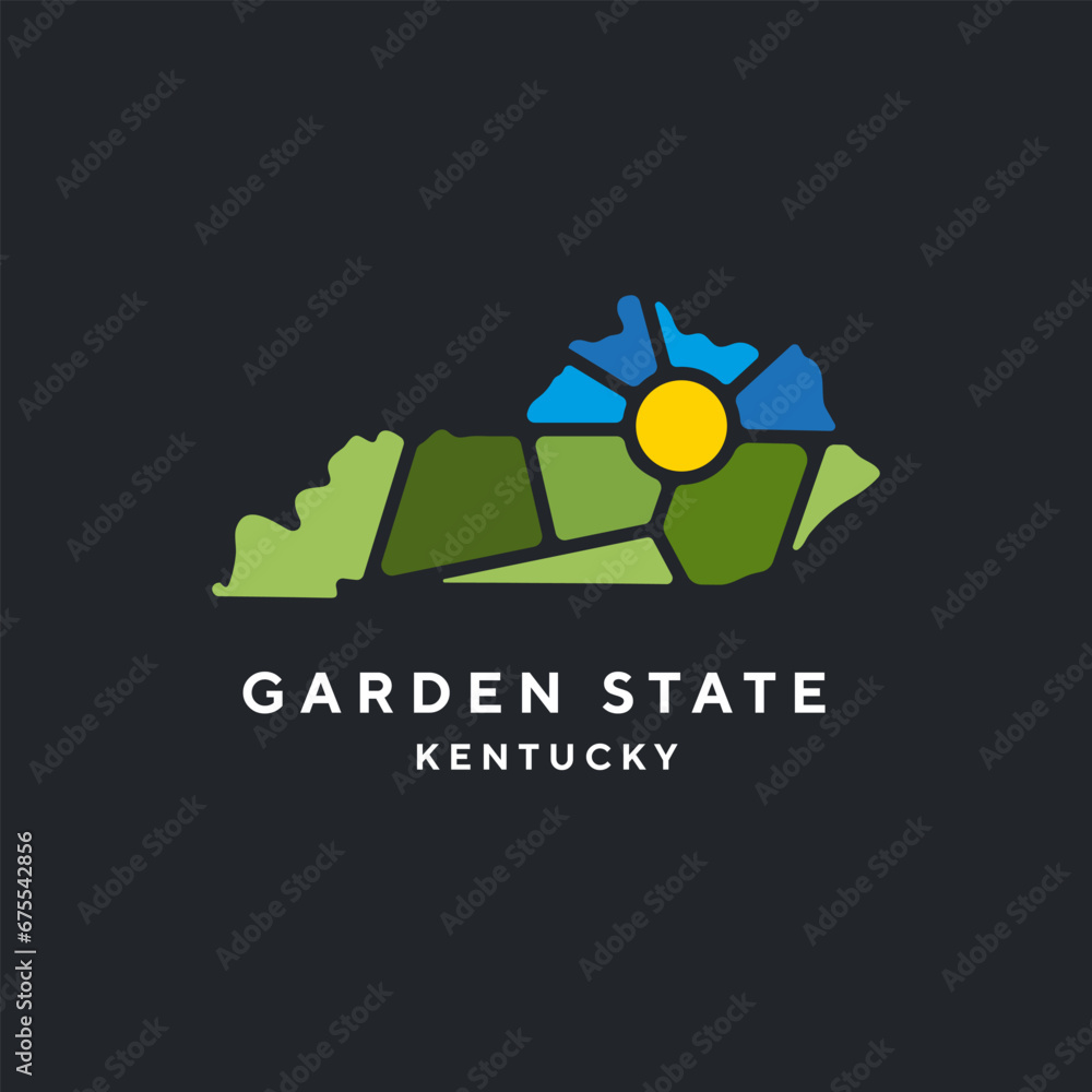 Fototapeta premium Creative nature logo for Kentucky, USA. Badge for parks and recreation. Sun vintage logo vector concept, icon, element, and template for company