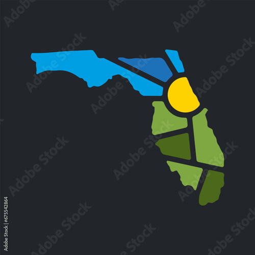 Creative nature logo for Florida, USA. Badge for parks and recreation. Sun vintage logo vector concept, icon, element, and template for company