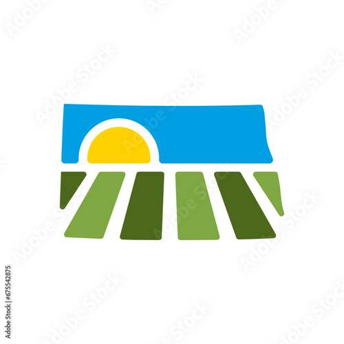 Creative nature logo for North Dakota, USA. Badge for parks and recreation. Sun vintage logo vector concept, icon, element, and template for company