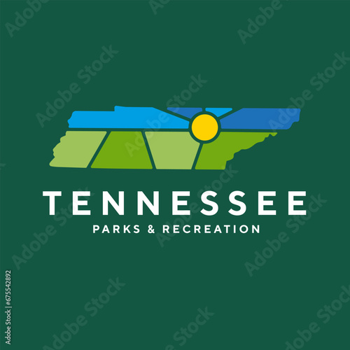 Creative nature logo for Tennessee, USA. Badge for parks and recreation. Sun vintage logo vector concept, icon, element, and template for company