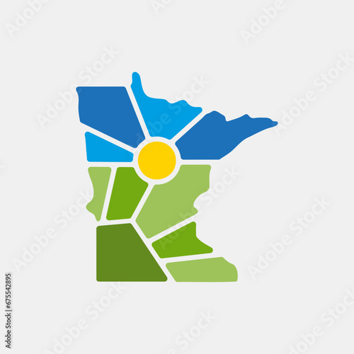 Creative nature logo for Minnesota, USA. Badge for parks and recreation.