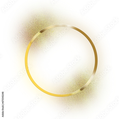 gold circle frame with glitter effect