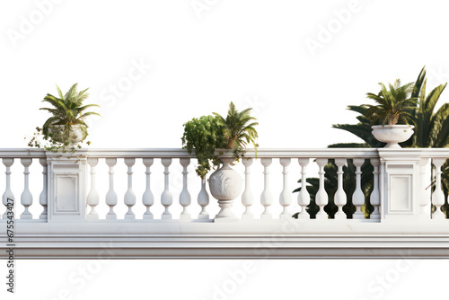 balcony with flowers isolated on transparent background, png file