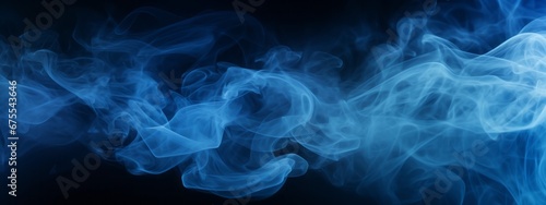 Smoke blue magic ground light cloud floor dark effect black background halloween night. Blue abstract magic mystery smoke aura fog overlay steam water spooky neon line air purple wave smoky