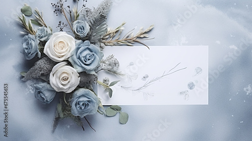 vintage mock up for invitation in in subtle blue and gray tones