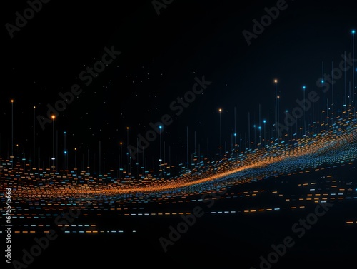 Abstract sci-fi blue and orange background, concept of digital future., AI