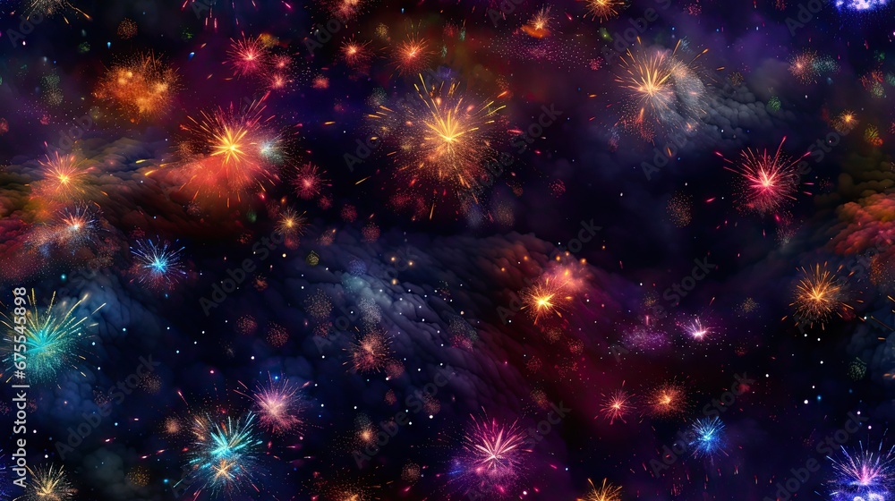  a bunch of fireworks are lit up in the night sky as if they were going off in a different direction.  generative ai