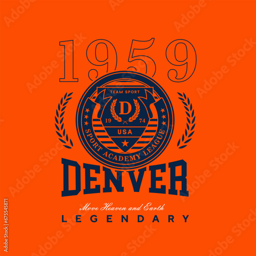 Denver, Colorado design for t-shirt. Football tee shirt print. Typography graphics for sportswear and apparel. Vector illustration.