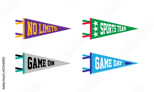 Sports College Fan Pennants set. No limits, Sports team, Game on, Game day.