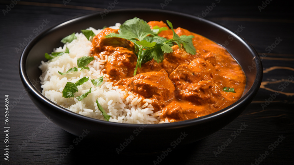 chicken tikka masala curry with naan