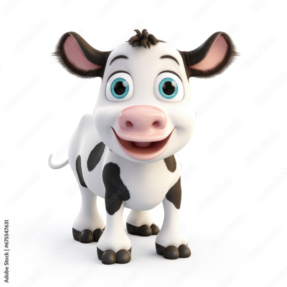 Cute Cartoon Cow Isolated On a White Background 