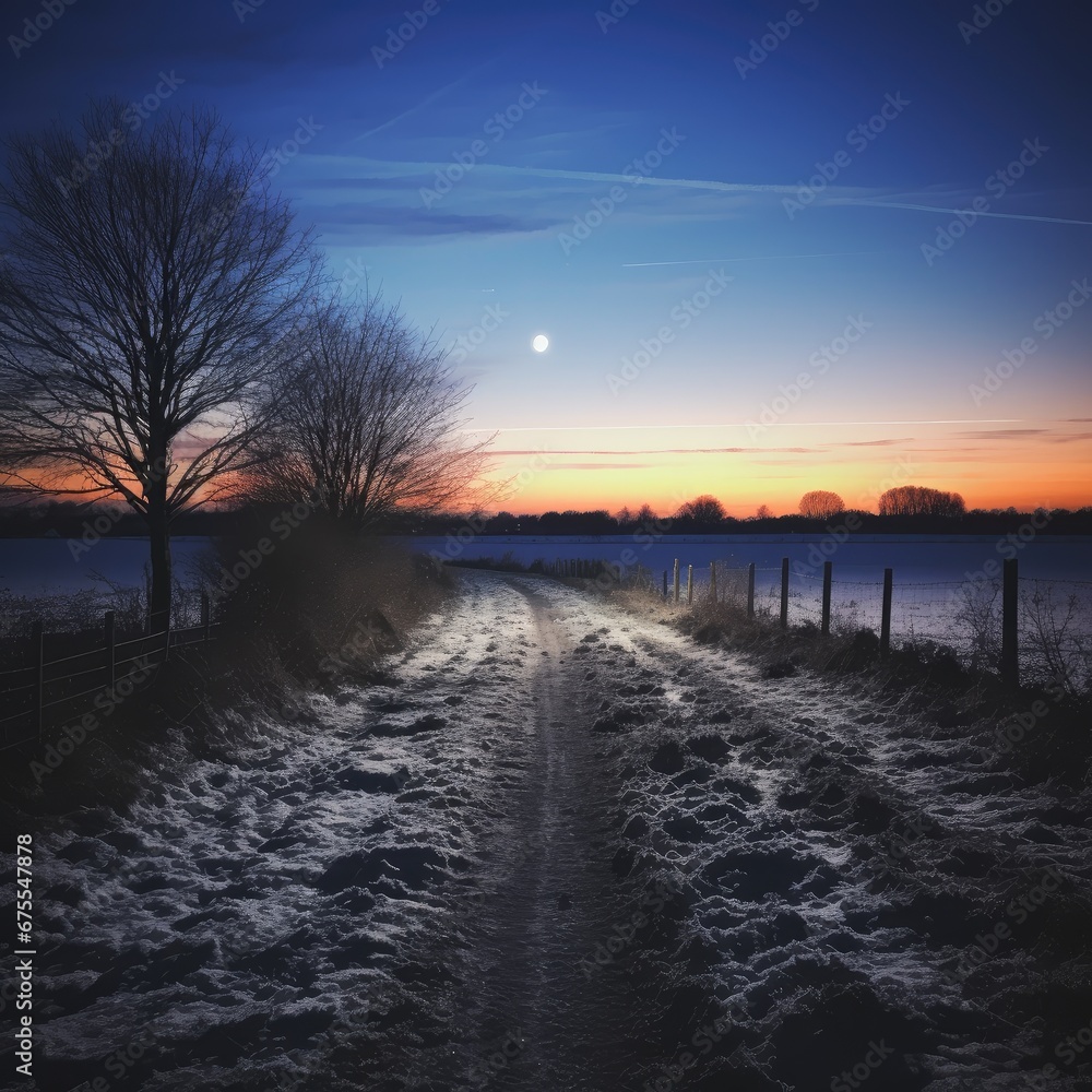 Winter landscape in the night